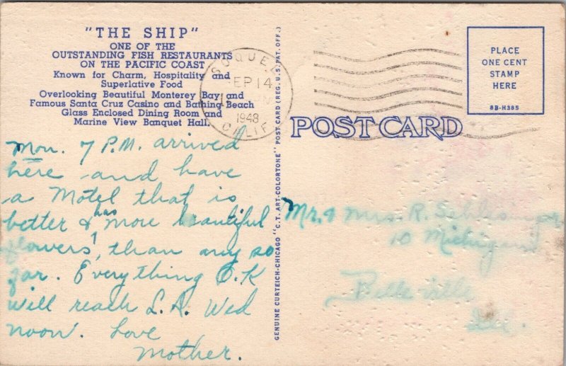 The Ship Santa Cruz CA Postcard PC468