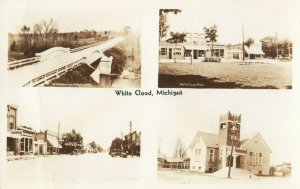 RP: WHITE CLOUD  Michigan  1937  4 view PC