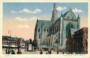 Netherlands Haarlem Grote Kerk Grote Markt Vintage Postcard 07.46