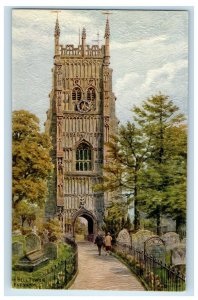 c1910's View Of Evesham Bell Tower Clock Worcestershire England UK Postcard 