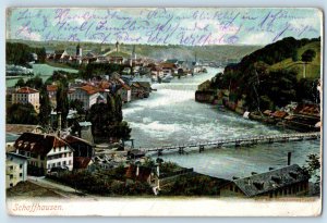 Switzerland Postcard Schaffhausen View of Bridge River 1907 Posted Antique