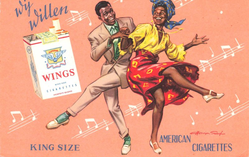 American Cigarettes Wings King Size Black Dancers Wy Willen Verticle Postcard,