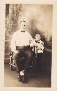 Illinois Peoria Portrait Of Man & Son Novelty Photo Studio Real Photo