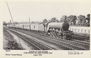 LNER Pacific Flying Fox Train 4475 at Stevenage Herts Photo Postcard