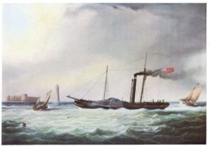 The Irish Packet Entering The Mersey Ship 1931 Painting Postcard