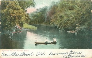 Boating on the Passaic River New Jersey UDB Postcard Postmarked 1907