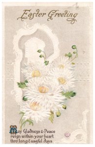 Easter Greeting Embossed Daisies Vintage Postcard Gladness Peace