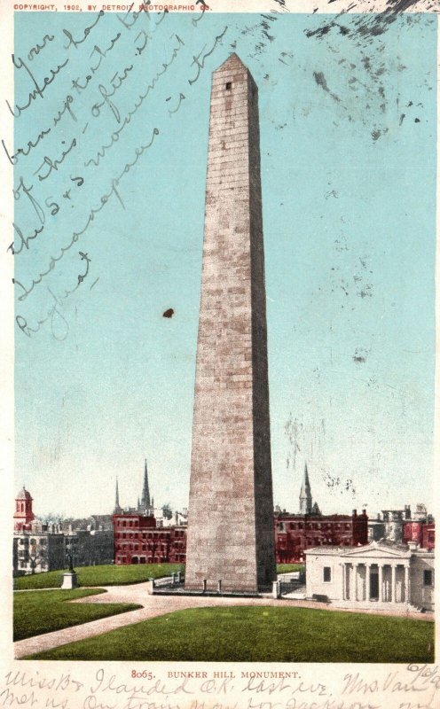 Vintage Postcard 1906 Bunker Hill Monument Museum in Boston Massachusetts MA