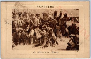 1909 Russia Napoleon War Invasion Art Retreat Battle Art Postcard Depose RU A171