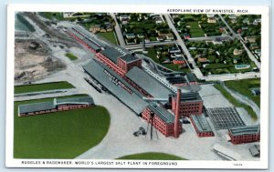 MANISTEE, Michigan MI ~Aerial View RUGGLES & RADEMAKER SALT PLANT 1930s Postcard