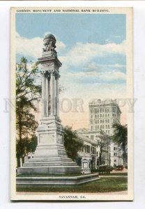 415712 USA GA Savannah Gordon monument & National Bank Vintage postcard