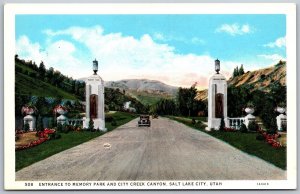 Vtg Salt Lake City Utah UT Entrance To Memory Park City Creek Canyon Postcard