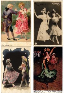 DANCING DANCE, 65 Vintage Postcards Mostly pre-1940 (L6220)