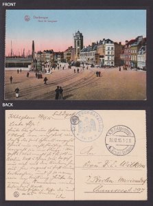GERMANY 1915, Fieldpost card, Dunkirk, France, WWI