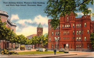 Massachusetts Worcester View Showing Armory Women's Club Building and No...