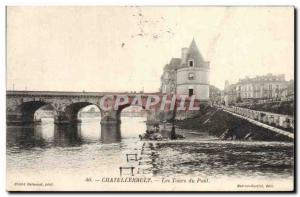 Old Postcard Chatellerault Bridge Towers