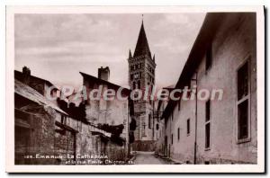 Old Postcard Embrun the Cathedral and the street Emile Chignes