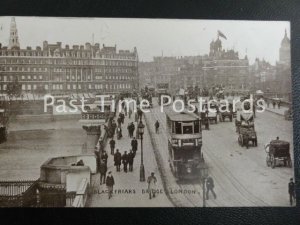 c1926 - Blackfriars Bridge, London - excellent animated scene showing TRAMS etc