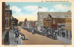 Pearl Street Business District Boulder Colorado 1920s postcard