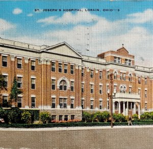 St Joseph's Hospital Postcard Lorain Ohio Midwest Landmarks c1940s DWS5C