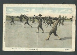 1918 Post Card WWI Bayonet Drill Camp Lee Petersburg VA