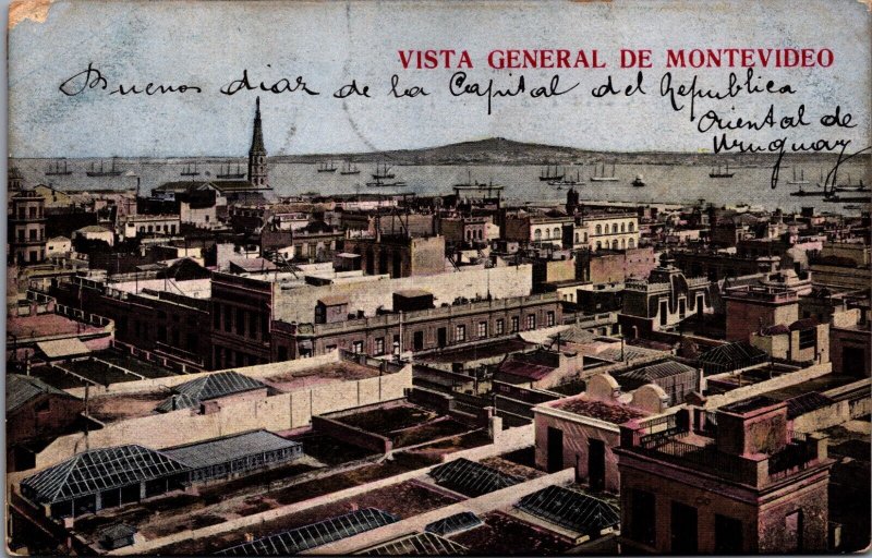 Uruguay Vista General De Montevideo Vintage Postcard C234