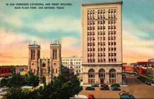 Texas San Antonia Main Plaza Park San Fernando Cathedral and Frost Building