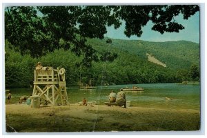 1969 The Beach At Sherando Lake Blue Mountain Swimming Virginia VA Postcard