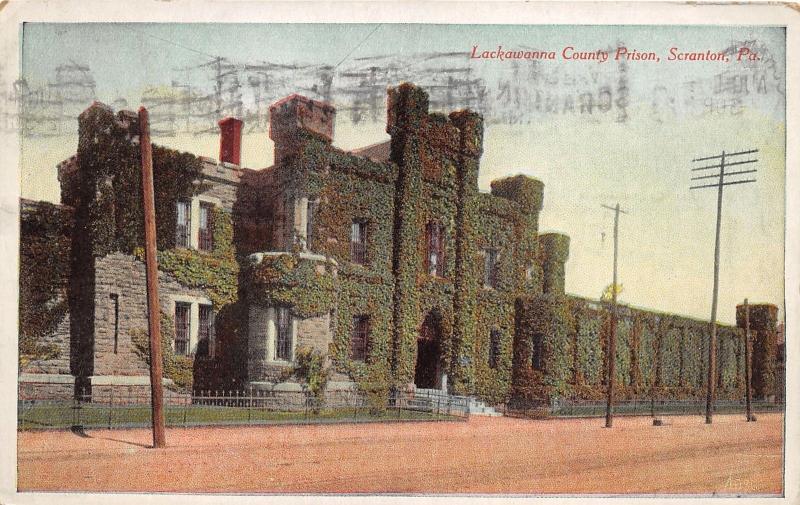 Scranton Pennsylvania~Lackawanna County Prison~Vines on Bldg/Wall~1925 Postcard