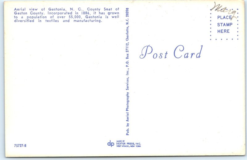 c1960s Gastonia, Gaston Coutny, NC Downtown Birds Eye Store Shops Chrome PC A300