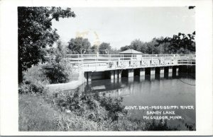 postcard RPPC - Govt. Dam - Mississippi River, Sandy Lake, McGregor, Minn.