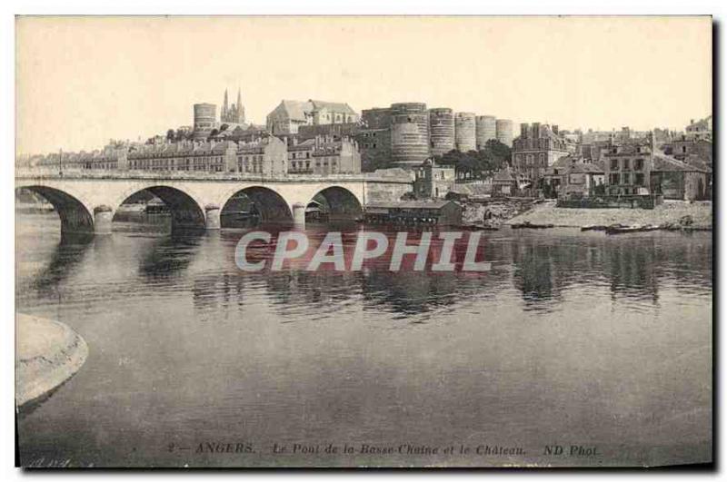 Postcard Angers Old Bridge Lower Chain and Chateau