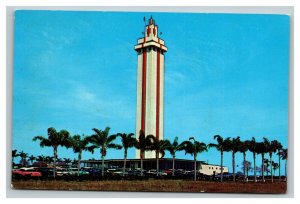 Vintage 1950's Postcard Citrus Tower Antique Cars Palm Trees Clermont Florida