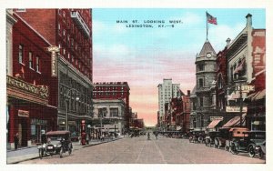 Vintage Postcard 1930's Main Street Looking West Lexington Kentucky KY