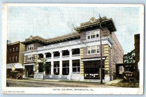 Monmouth Illinois IL Postcard Hotel Colonial Postage United States Europe c1908