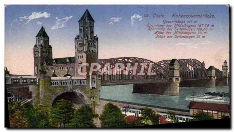 Postcard Old Coeln Hohenzoliernbrucke