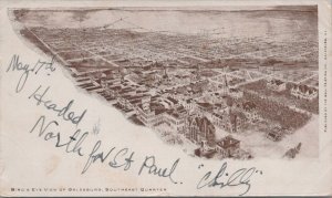 Postcard Bird's Eye View Galesburg IL Southeast Quarter 1906