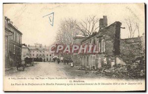 Old Postcard Mezieres Place De La Prefecture and Pommery mill after the bombi...