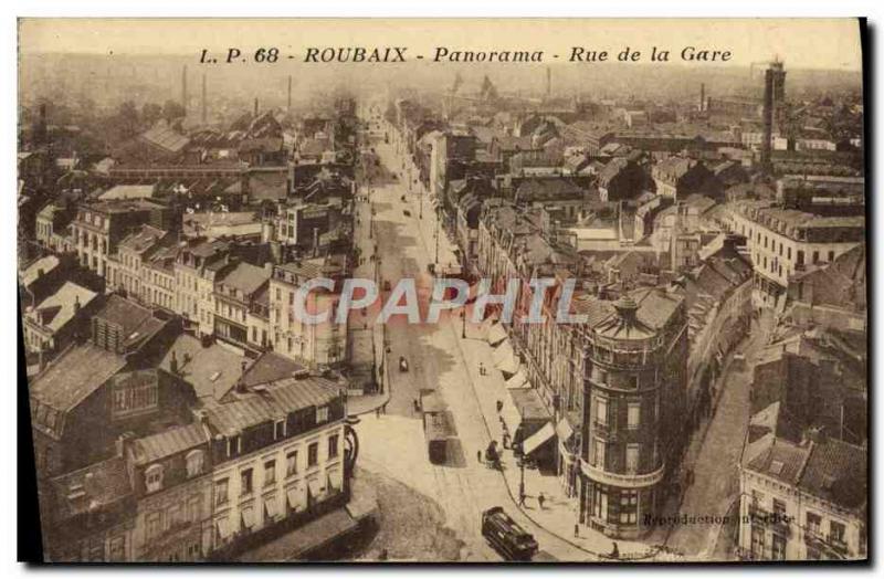 Old Postcard Panorama Roubaix Rue de la Gare