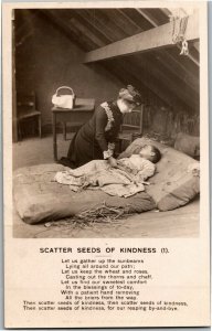 RPPC Scatter Seeds of Kindness 1 Woman Helps Sick Child Bamforth Postcard E30