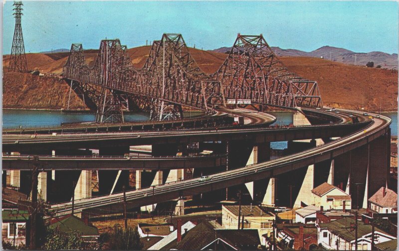 Carquinez Bridge Near Vallejo California Vintage Postcard C162