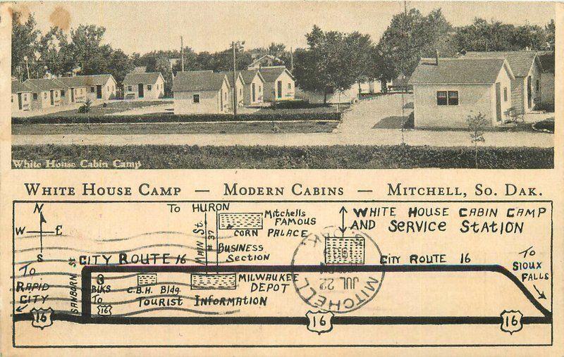 1939 Mitchell South Dakota White House Camp roadside Herold postcard 1285