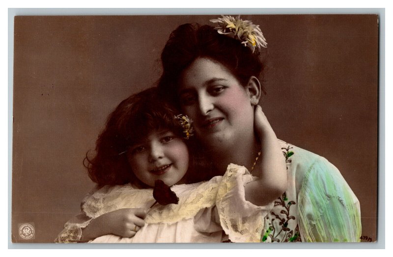 Postcard Mother And Daughter N.P.G. Color Tinted Vintage Standard View Card 