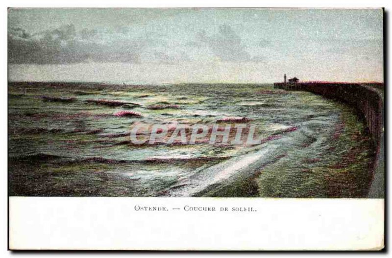 Old Postcard Belgium Ostend Sunset