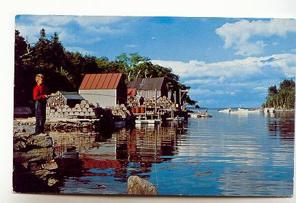 Boy Fishing, Back Cove, Lobster Traps, New Harbor, Maine,Used 1962