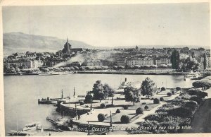 Switzerland navigation & sailing topic postcard Geneve Mont Blanc paddle steamer