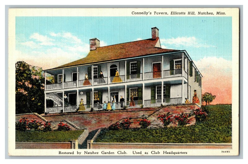 Connelly's Tavern Ellicotts Hill Natchez, Miss. Vintage Standard View Postcard 