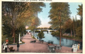 Vintage Postcard Rideau Canal and Driveway River Bridge Ottawa Ontario Canada