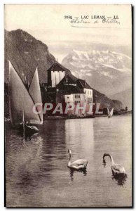 Postcard Old Swan Lake Geneva Boat