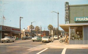 La Verne California Business District Drug Store Vintage Postcard AA110766